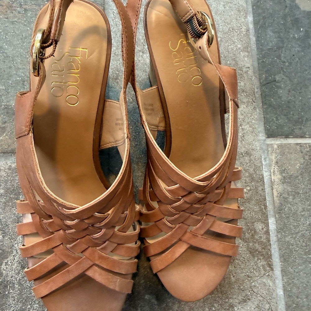 Franco Sarto Tan Wedge Sandals - Picture 3 of 5